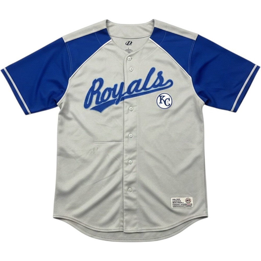 Dynasty Kansas City Royals Jersey Mens Large Grey Blue MLB Baseball